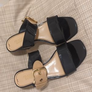 Franco Sarto black and tan sandals